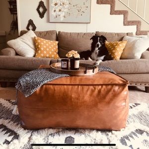 Faux Leather Pouf